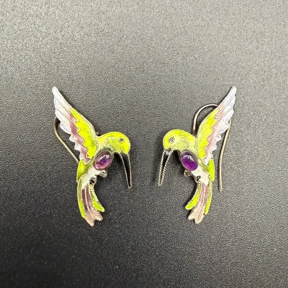 Vintage Zarah Enameled Earrings - Picture 1 of 4